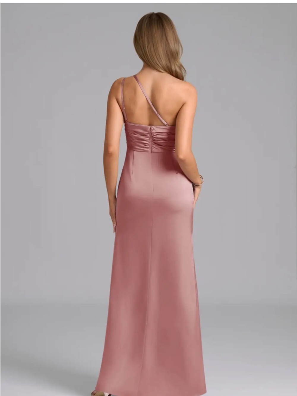 Azazie Dusty Rose One-Shoulder Formal Gown - Picture 3 of 3